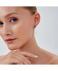 Spero London Beaded Blue Opal Huggie Hoop Earrings