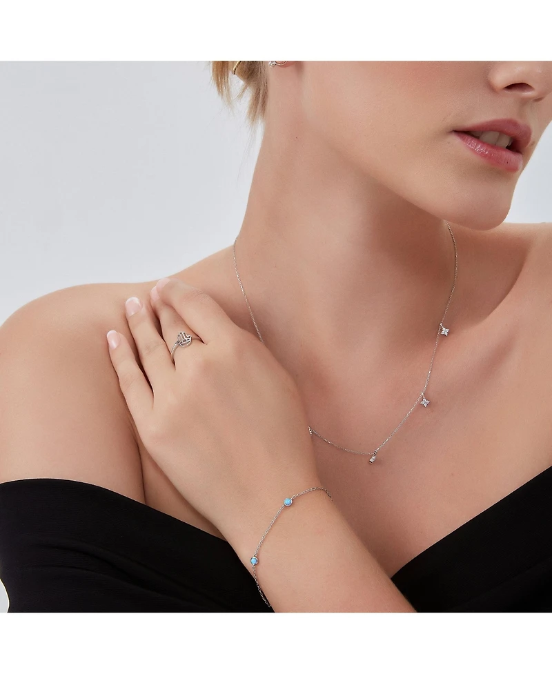 Spero London Blue Opal Jewelled Sterling Silver Bracelet