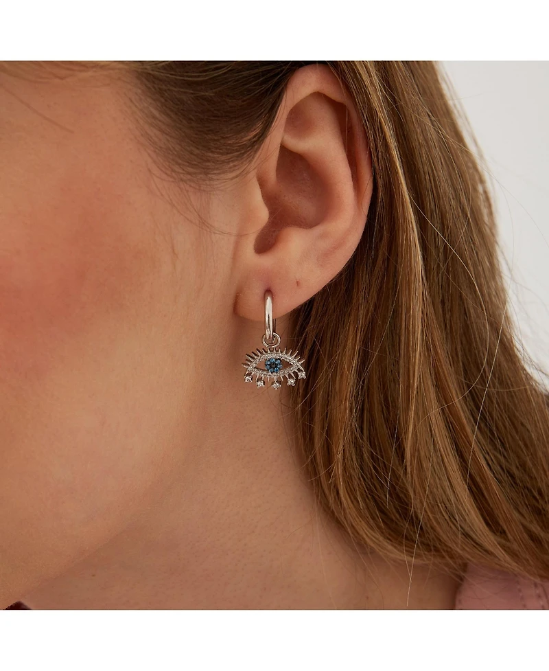 Spero London Evil Eye Earring Blue Eye Eyelash Sterling Silver Earring