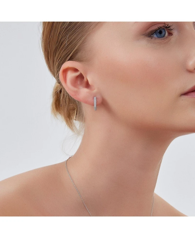 Spero London Pave Sterling Silver Hoop Earrings