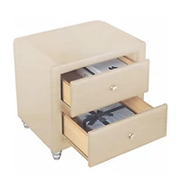 Two-Drawer Upholstered Nightstand – Chic Bedroom Storage with Upholstered Details
