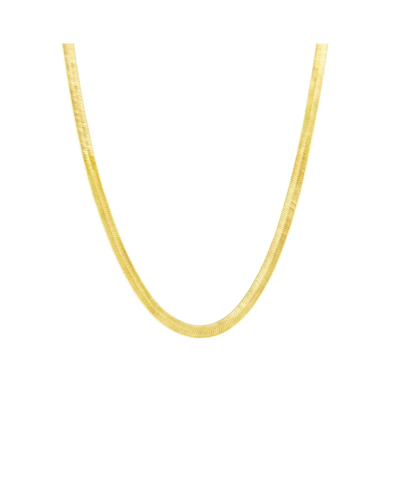 Spero London Bold Herringbone Sterling Silver Flat Snake Chain Necklace