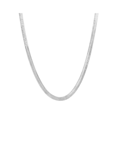 Spero London Bold Herringbone Sterling Silver Flat Snake Chain Necklace