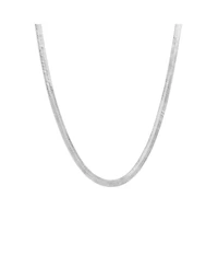 Spero London Bold Herringbone Sterling Silver Flat Snake Chain Necklace