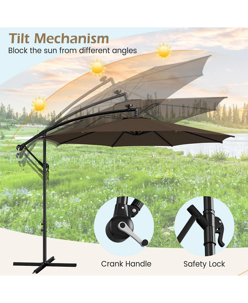 10 Feet Patio Umbrella with 112 Solar-Powered Led Lights