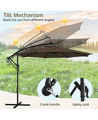10 Feet Patio Umbrella with 112 Solar-Powered Led Lights