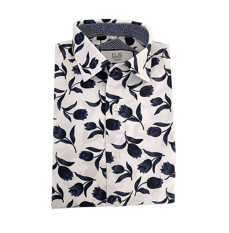 Elie Balleh Little Boys Blue Floral Button-Down Slim Fit Shirt