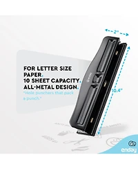 3 Hole Punch Heavy Duty, Ring Puncher for Binder, 10 Sheet Adjustable Paper Punch, Metal Three with Built-in Waste Chip Tray, Deskto