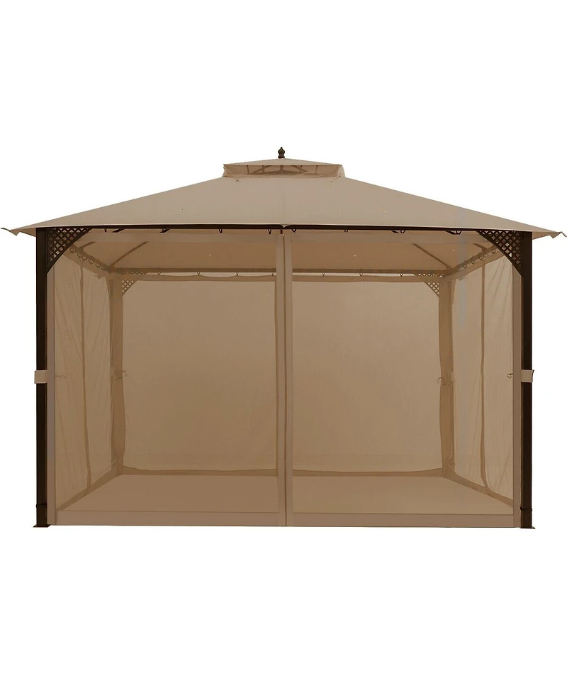 12 x 10 Feet Outdoor Double Top Patio Gazebo with Netting