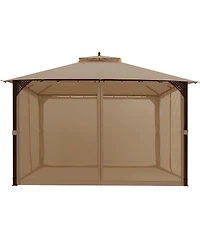 12 x 10 Feet Outdoor Double Top Patio Gazebo with Netting
