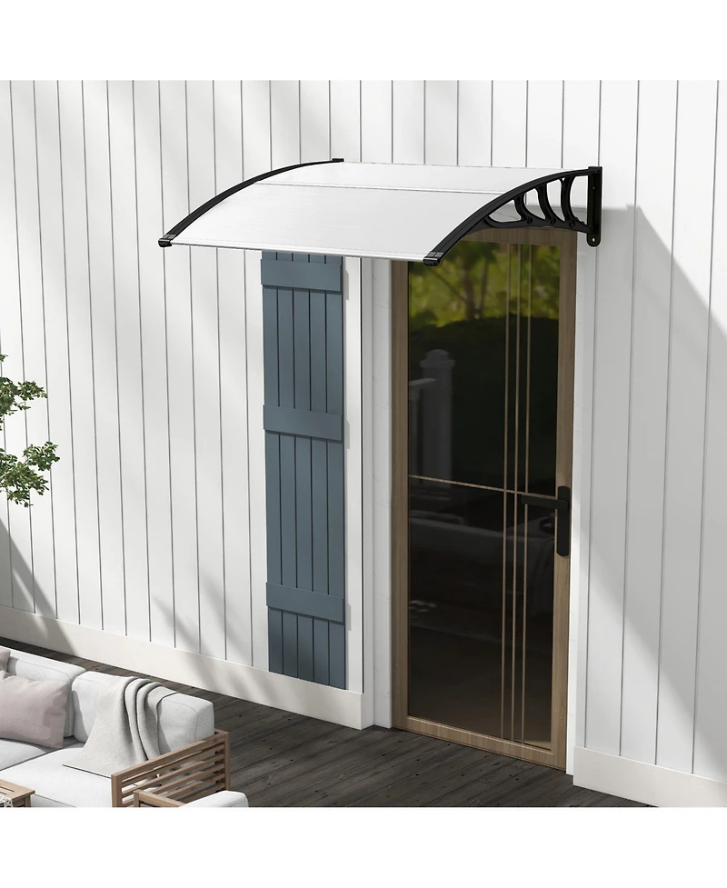 48 x 40 Inch Outdoor Front Door Window Awning Door Canopy Exterior-Black