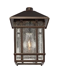 Kathy Ireland Sierra Craftsman Mission Outdoor Wall Light Fixtures Set of 2 Rubbed Bronze 11" Seedy Glass for Post Exterior Barn Deck House Porch