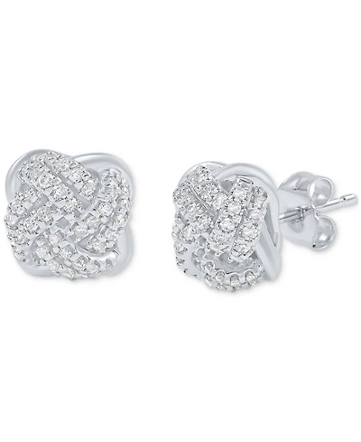 Diamond Love Knot Stud Earrings (1/3 ct. t.w.) in 10k White Gold