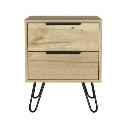 Slickblue Two Drawer Nightstand In Faux Wood Finish For Bedside Or Living Room