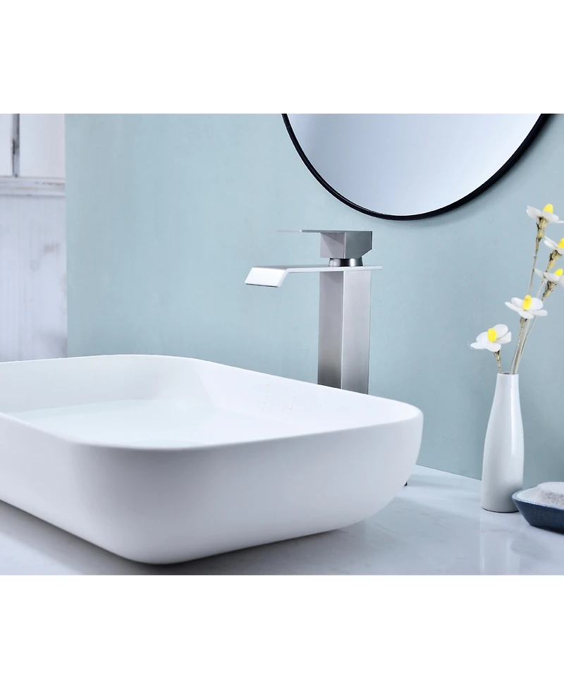 Waterfall Spout Bathroom Faucet, Single Handle Bathroom Vanity Sink Faucet