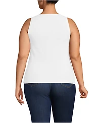 Lands' End Plus Pointelle Rib UNeck Tank