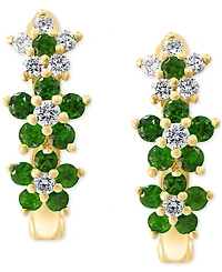 Lali Jewels Emerald (1/3 ct. t.w.) & Diamond (1/8 ct. t.w.) Extra-Small Hoop Earrings in 14k Yellow Gold, 0.15"
