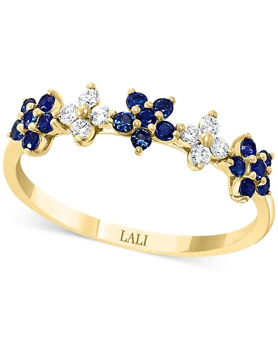 Lali Jewels Ruby (3/8 ct. t.w.) & Diamond (1/6 Five Flower Ring 14k Gold (Also White Gold)