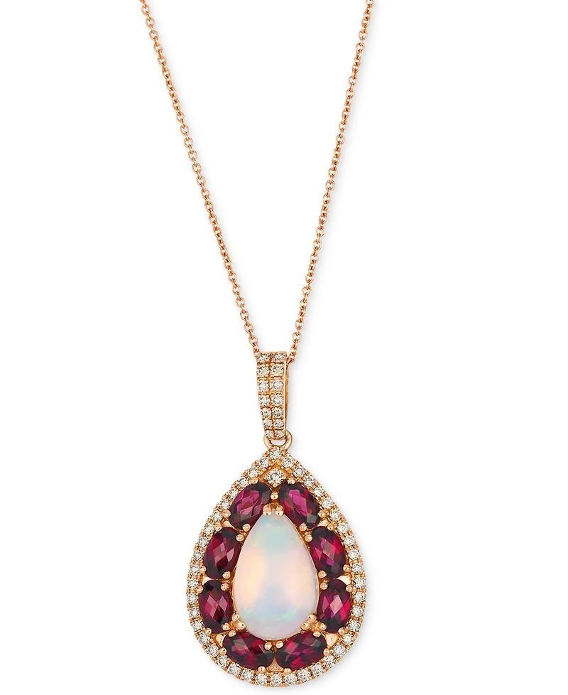 Le Vian Opal (1-1/2 ct. t.w.), Rhodolite (2-2/5 ct. t.w.) & Nude Diamond (1/2 ct. t.w.) Teardrop Pendant 20" Necklace in 14k Strawberry Gold