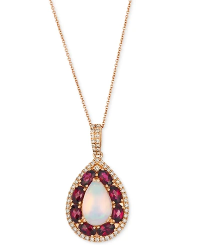 Le Vian Opal (1-1/2 ct. t.w.), Rhodolite (2-2/5 ct. t.w.) & Nude Diamond (1/2 ct. t.w.) Teardrop Pendant 20" Necklace in 14k Strawberry Gold
