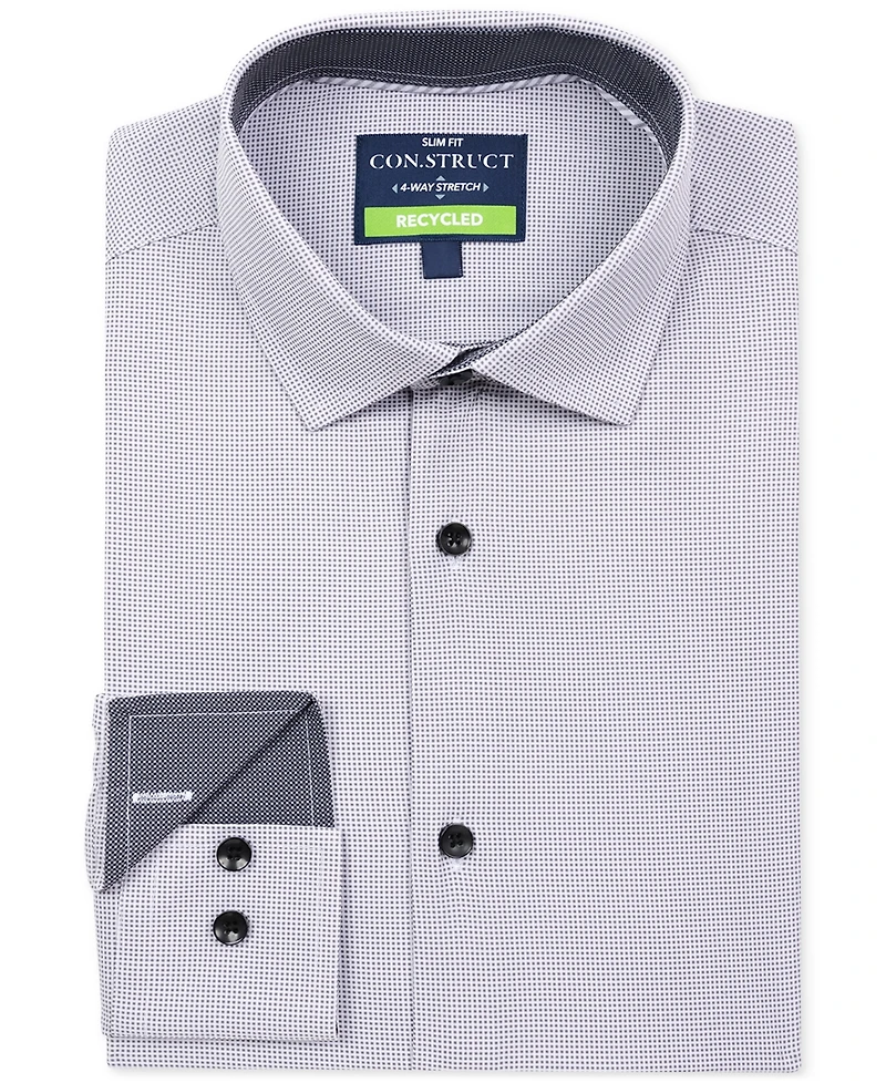 Men's Slim Fit Micro Geo 4-Way Stretch Performance Dress Shirt