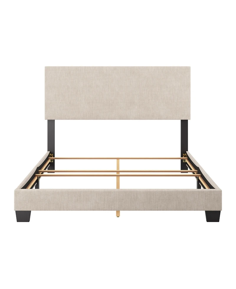 CorLiving Celeste Modern Low-Profile Upholstered Bed Frame with Padded Headboard in Full, King, Queen, and Twin