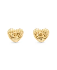 Coach Gold Signature Textured Heart Stud Earrings