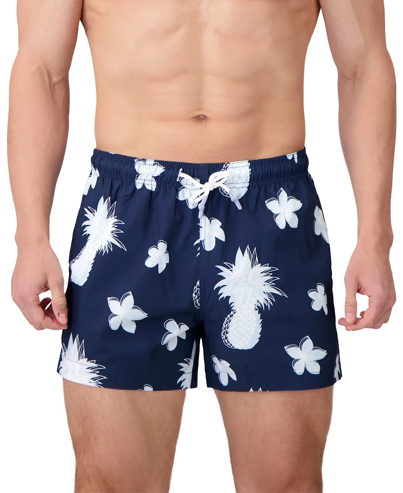 Sunset and Vines Men's Tropical-Pattern Woven Swim Trunks