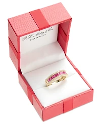 Emerald (1 ct. t.w.) & Diamond (1/3 Channel Set Band 14k Gold (Also available Ruby Sapphire)