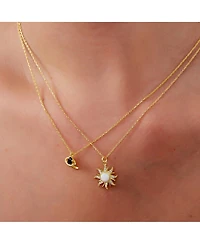 Spero London White Opal Sun & Sunburst Necklace Sterling Silver