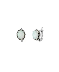 Spero London High Quality White Opal Earrings With Marcasite Gemstone