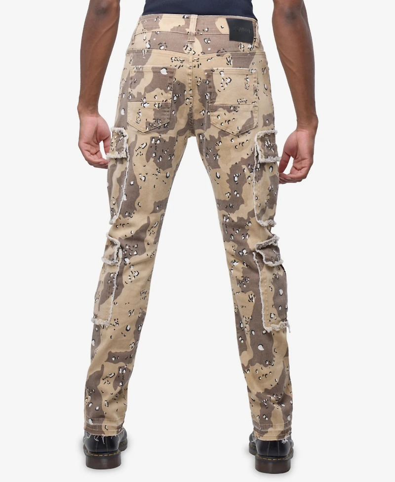 Raw X Men's Printed Cargo Pocket Denim Jeans