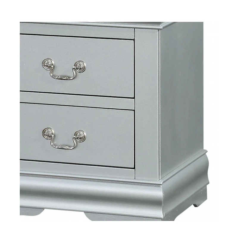 24" Platinum Two Drawers Nightstand