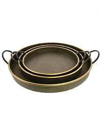 Versatile 3-Piece Round Tin Tray Set with Handles for All Settings