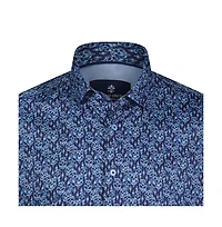 Luchiano Visconti Men's Multi Blue Skull Print shirt