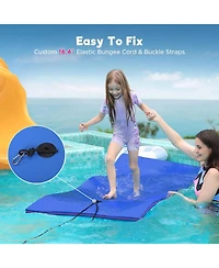Hallolure Blue Water Floating Mat Foam Pad, 7x3FT Bouncy Tear-Resistant Xpe Foam