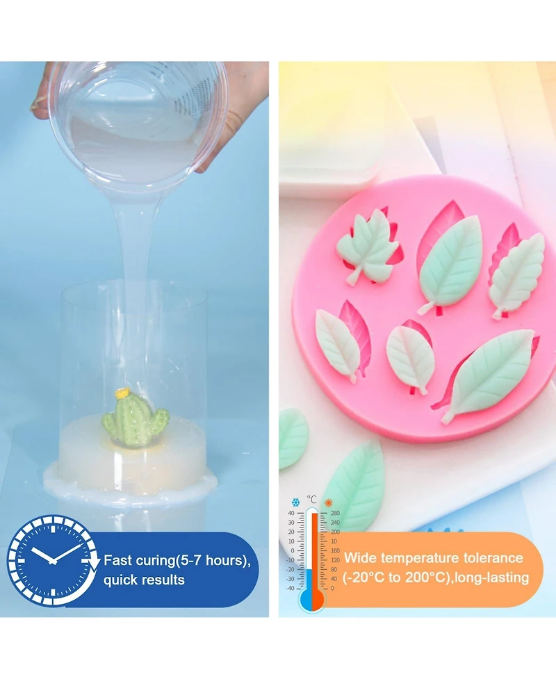 JDiction Silicone Mold Making Kit, 2.32lb(37oz) Super Elastic Liquid Silicone Rubber Fast Cure Soft Mold Making for Casting Resin, Candle, Soap Molds