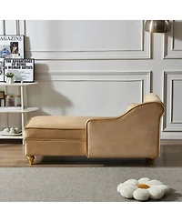 Streamdale Modern Upholstery Chaise Lounge Chair With Storage Velvet (Khaki)