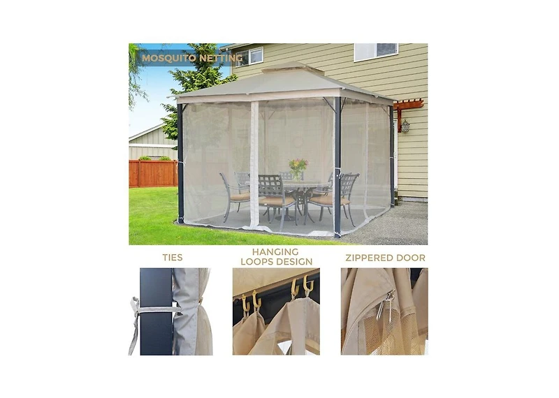 Rustproof Double Top Gazebo with Mosquito Curtains for Outdoor Enjoyment
