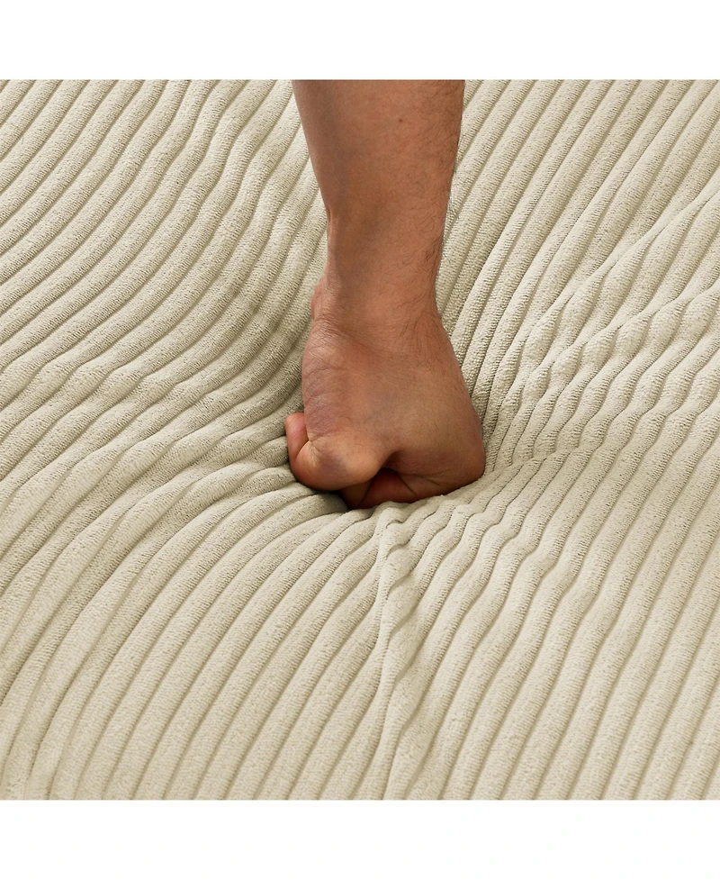 Streamdale Beige Corduroy Sofa with Storage, Cup & Phone Holders