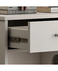 White Tilt Out Trash Cabinet with 2 drawer, Quick Installation and Deodorising Function, Wooden Freestanding Trash Can Cabinet Holds Up to 2x10 Gallon