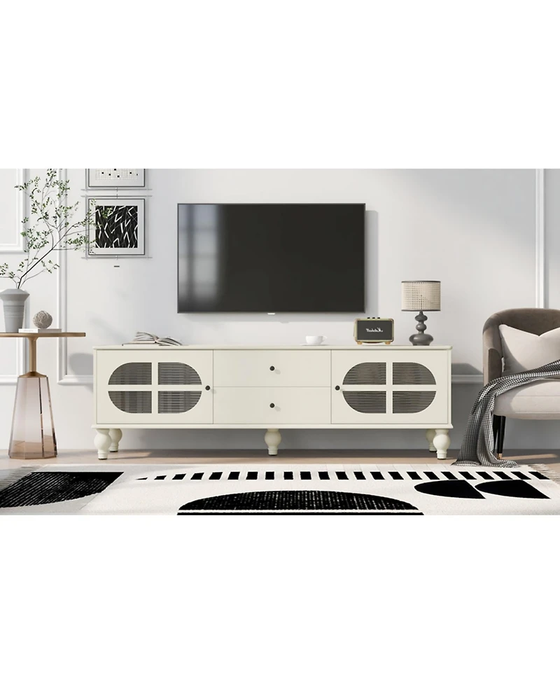 Streamdale Modern 68.9" Tv Stand with Fluted Glass Doors for TVs up to 75