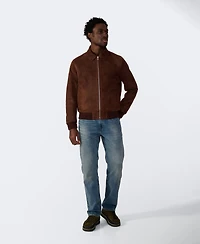 Furniq Uk Men's Men s Suede Bomber Jacket