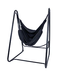Indoor or Outdoor Hammock Chair with A-Frame Steel Stand - Anti-Tip Feet for Stability - Black