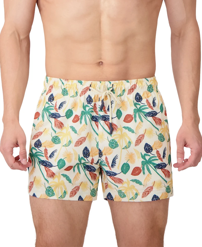 Sunset and Vines Men's Leaf-Pattern Woven Swim Trunks