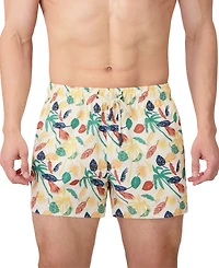 Sunset and Vines Men's Leaf-Pattern Woven Swim Trunks