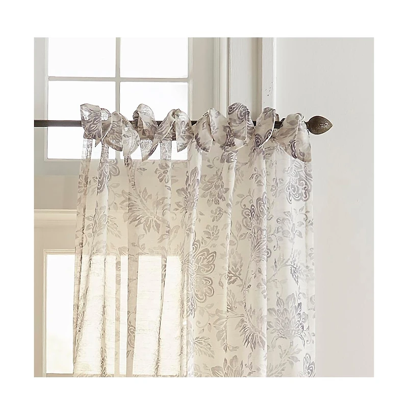 Elrene Home Fashions Westport Floral Tie-Top Sheer Window Curtain