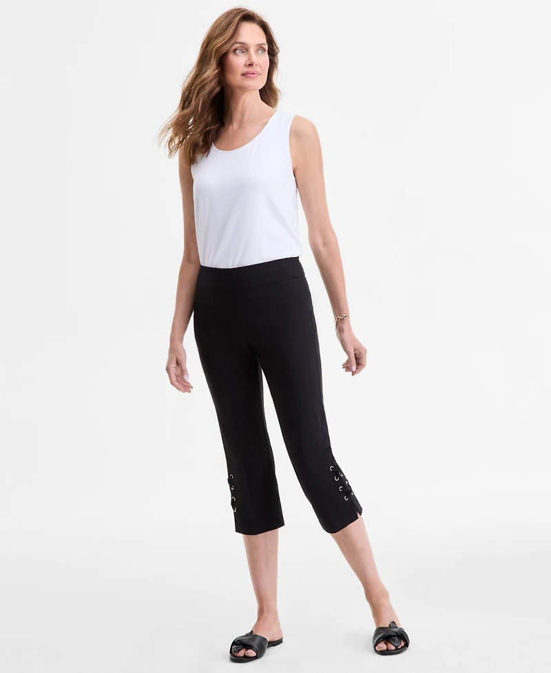 Jm Collection Women's Side Lace-Up Pull-On Capri Pants, Created for Macy's