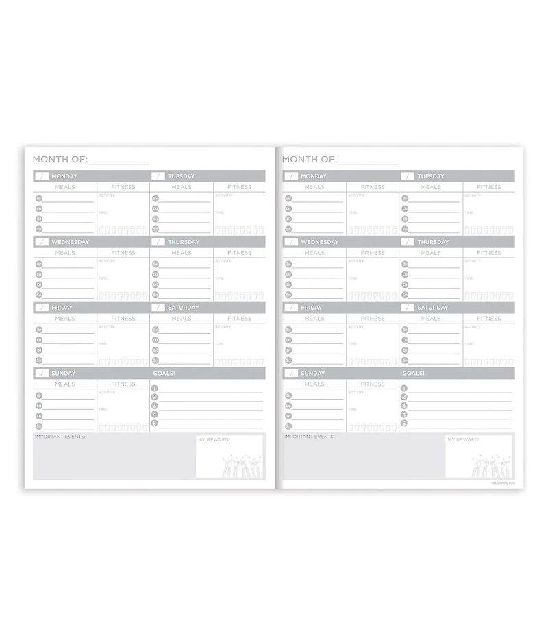 Golden Design Food & Fitness 7.5"x10.25" Weekly Healthy Living Planner