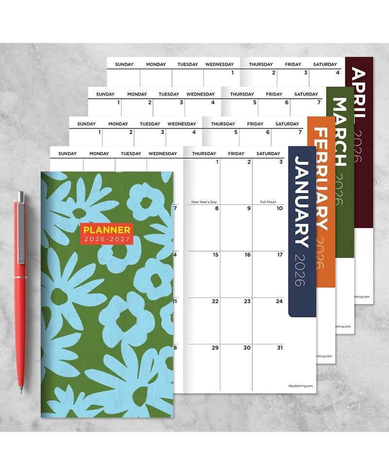 2026-2027 Flower Stencil Small Monthly Pocket Planner